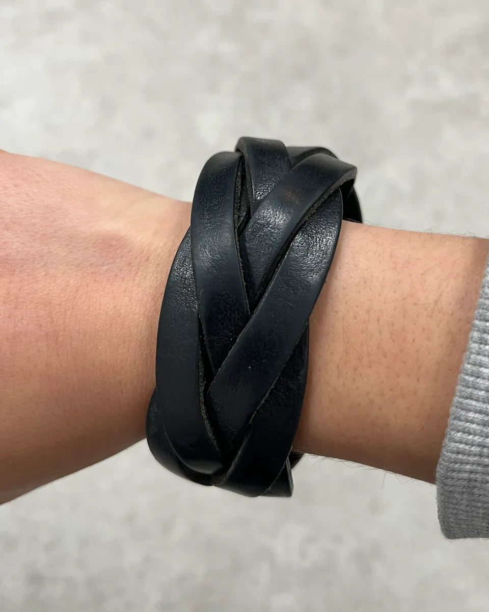 Yves Saint Laurent Black Leather Wrap Bracelet NdGvUZT 2