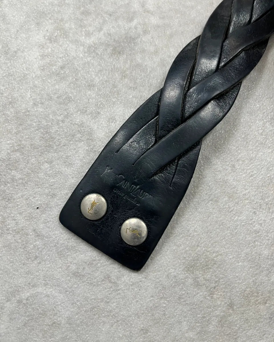 Yves Saint Laurent Black Leather Wrap Bracelet NdGvUZT 5