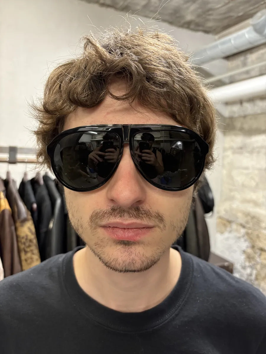 Yves Saint Laurent Black Mafia Aviator Sunglasses elvuahC 2