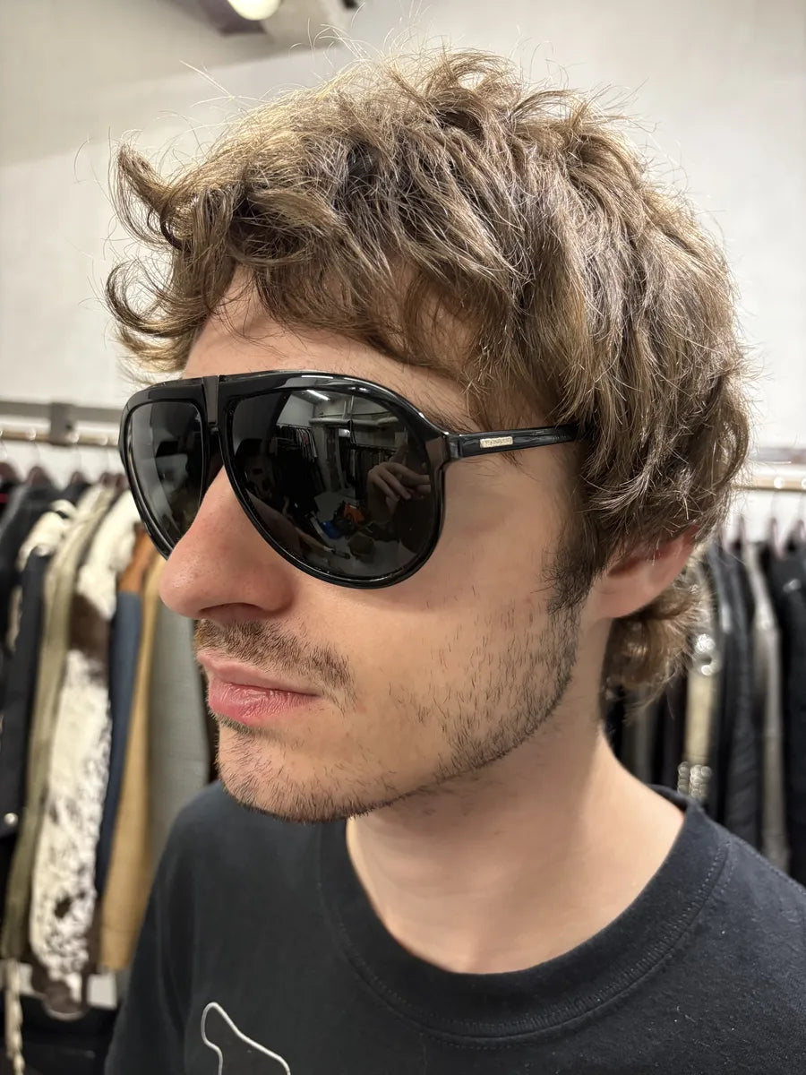 Yves Saint Laurent Black Mafia Aviator Sunglasses elvuahC 3