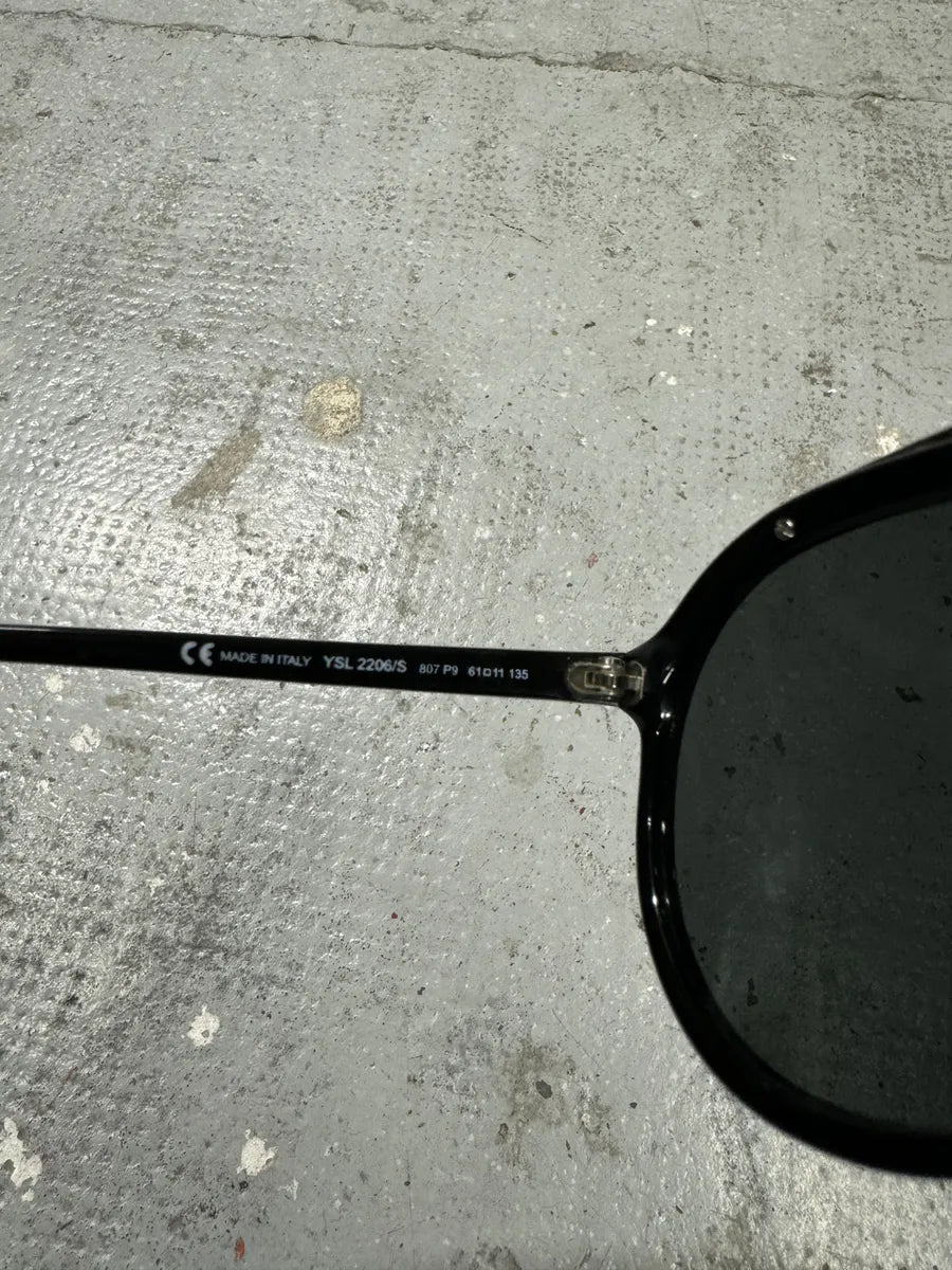 Yves Saint Laurent Black Mafia Aviator Sunglasses elvuahC 6