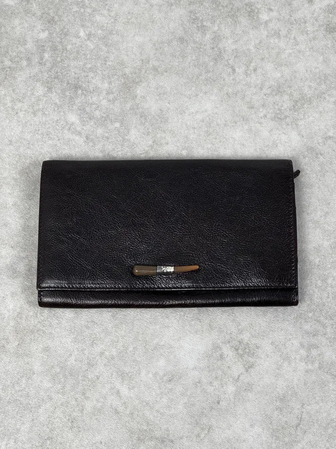 Yves Saint Laurent Black Mombasa Leather Wallet XGjvnKw 0