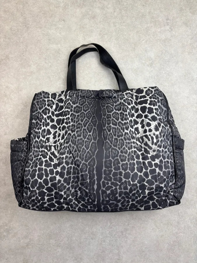 Yves Saint Laurent Black Nylon Leopard Print Tote Bag rTzyVOC 9