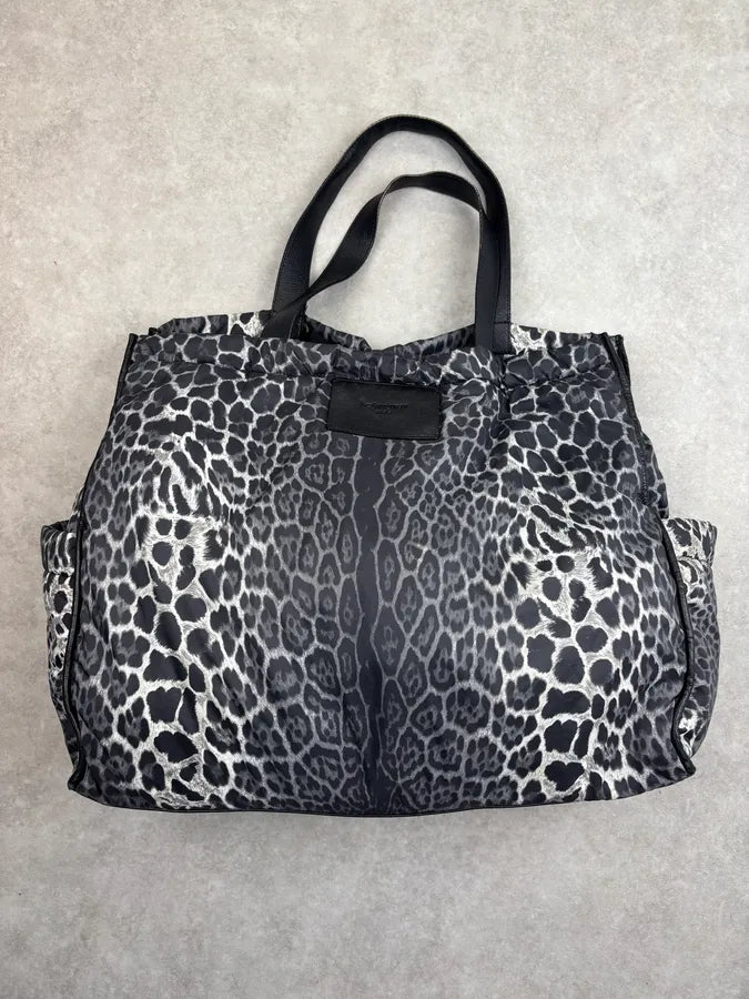 Yves Saint Laurent Black Nylon Leopard Print Tote Bag rTzyVOC 3