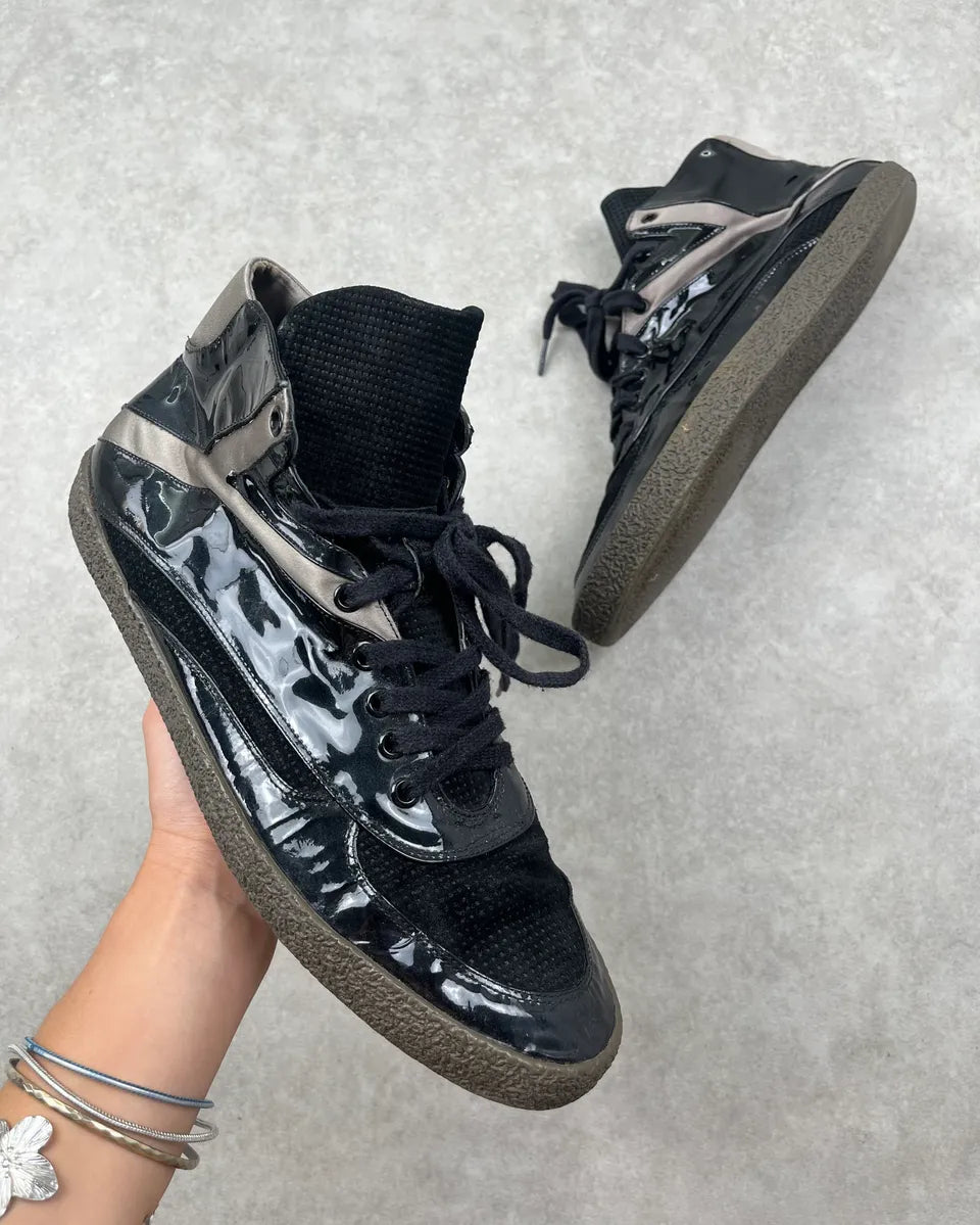 Yves Saint Laurent Black Patent High Sneakers RrymHQY 0