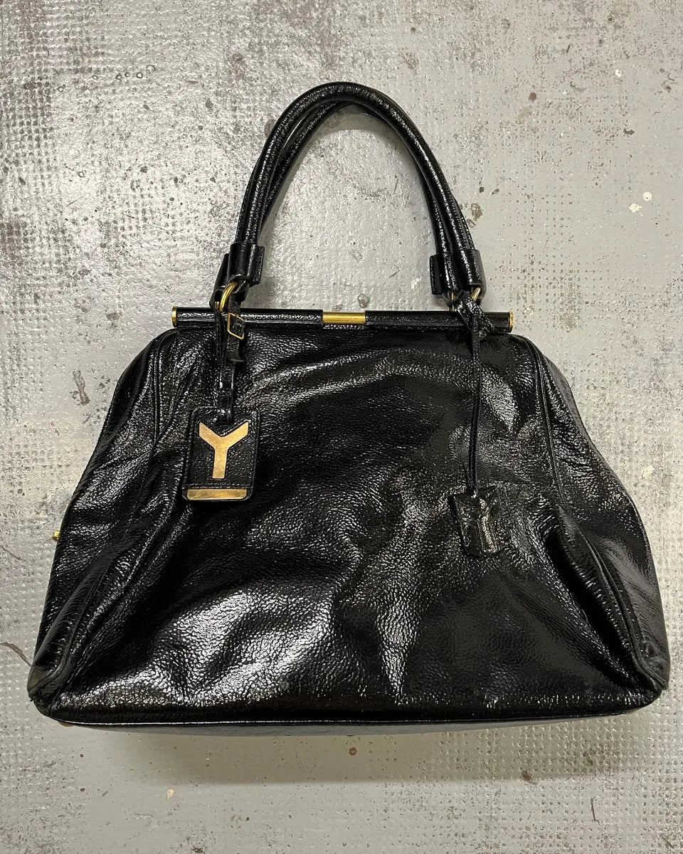 Yves Saint Laurent Black Patent Leather Handle Bag LkdEZnC 0