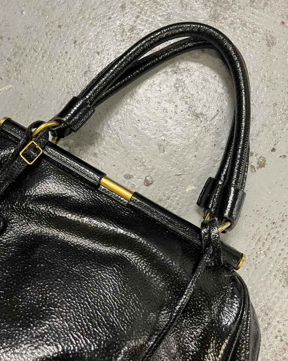 Yves Saint Laurent Black Patent Leather Handle Bag LkdEZnC 4