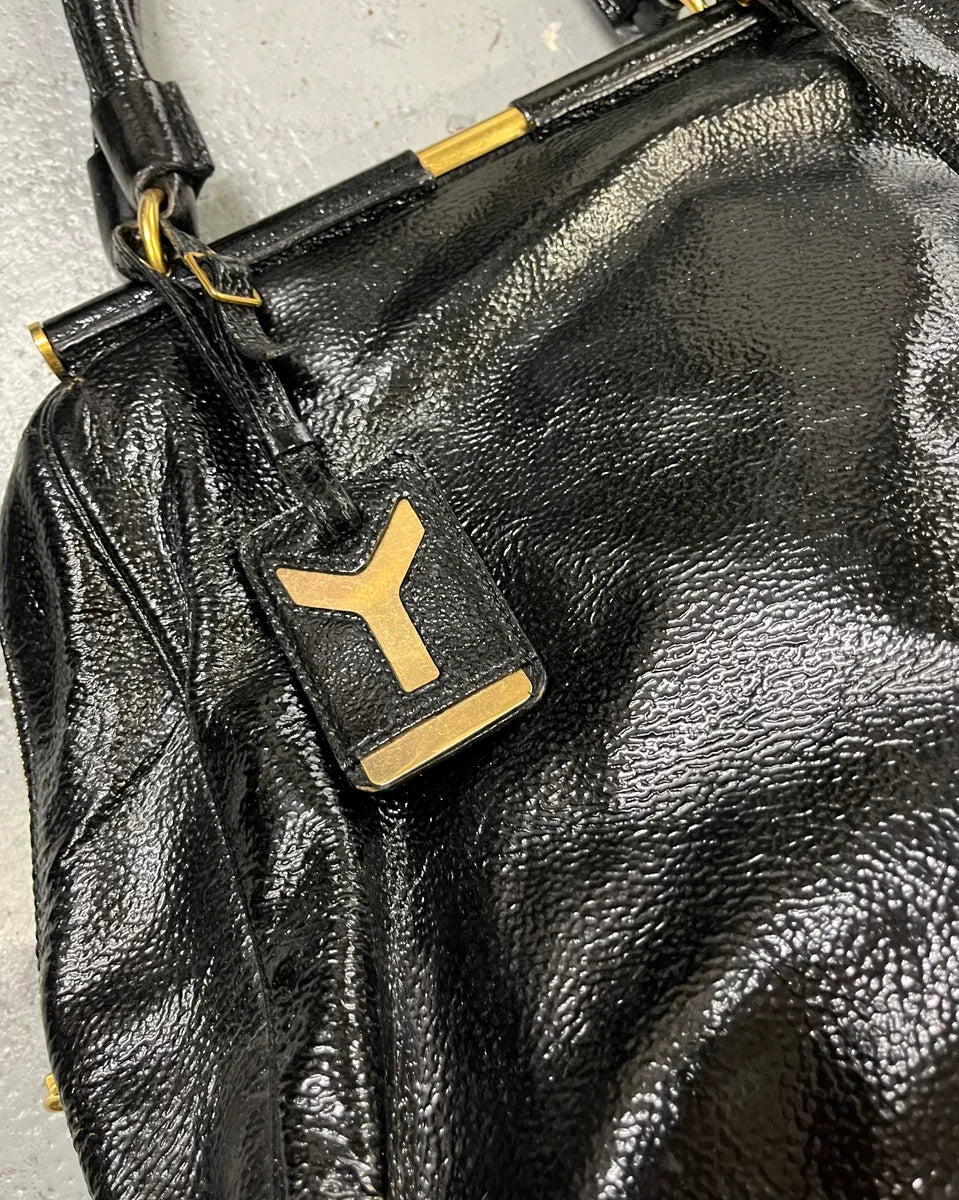 Yves Saint Laurent Black Patent Leather Handle Bag LkdEZnC 5