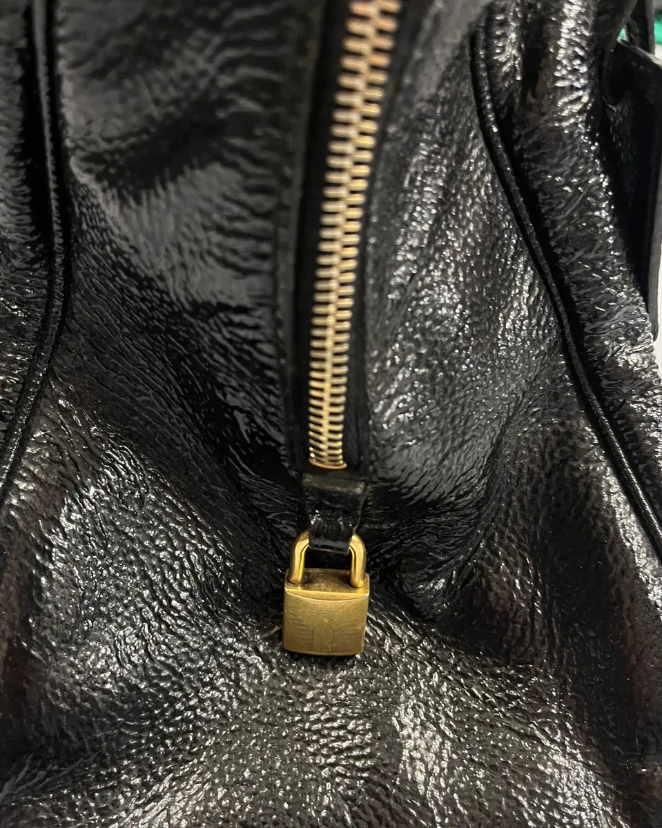 Yves Saint Laurent Black Patent Leather Handle Bag LkdEZnC 7