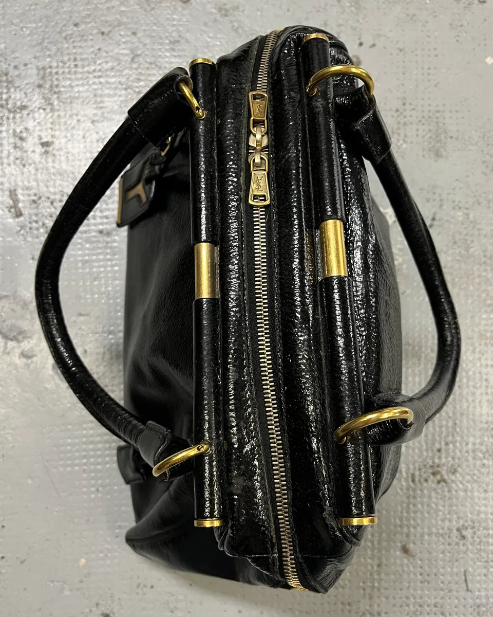 Yves Saint Laurent Black Patent Leather Handle Bag LkdEZnC 8