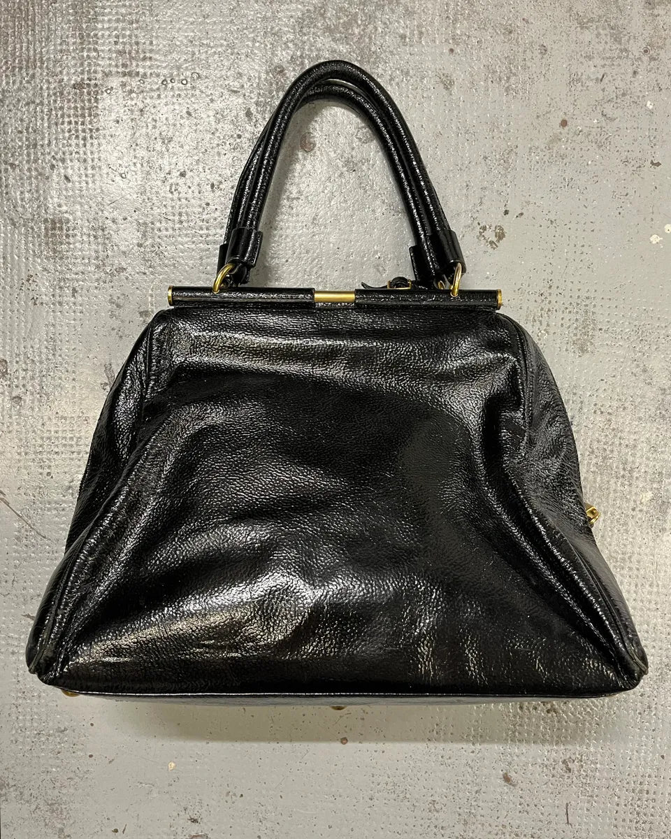 Yves Saint Laurent Black Patent Leather Handle Bag LkdEZnC 9