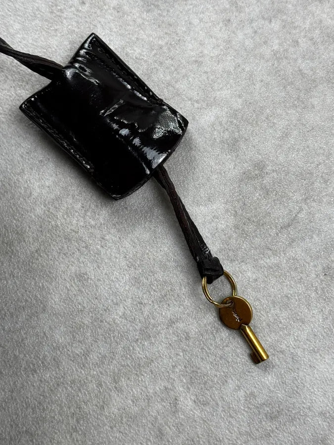 AW2009 Yves Saint Laurent Black Crocodile Effect Shinny Handle Bag WXxpFeD 9