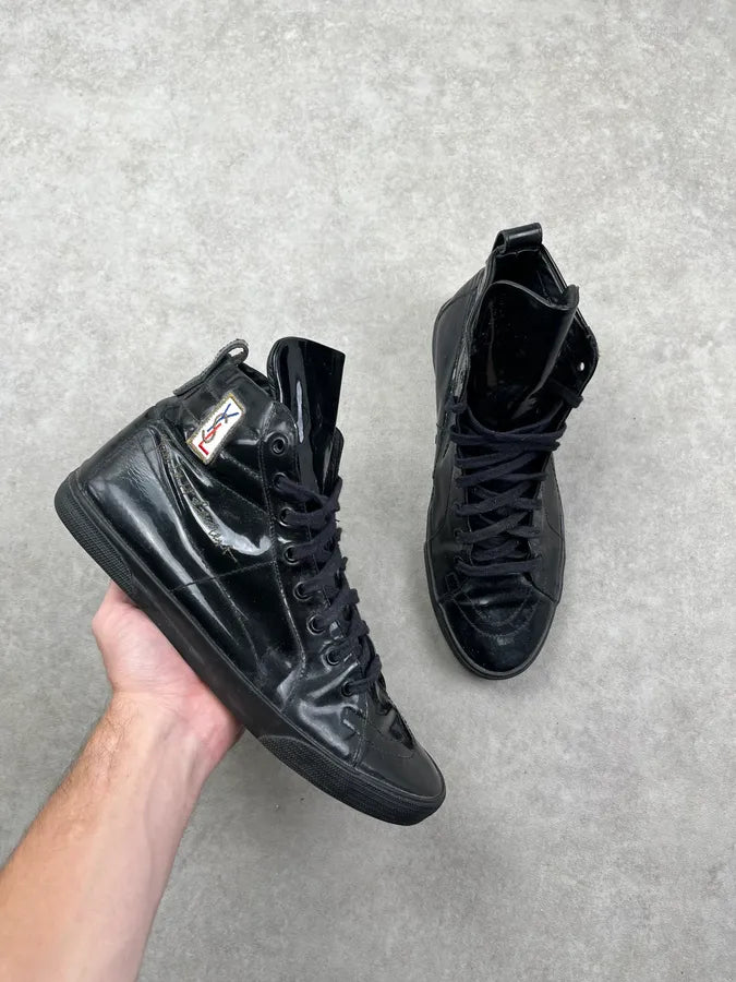 2000s Yves Saint Laurent Black Leather High Sneakers NCeTQbi 0