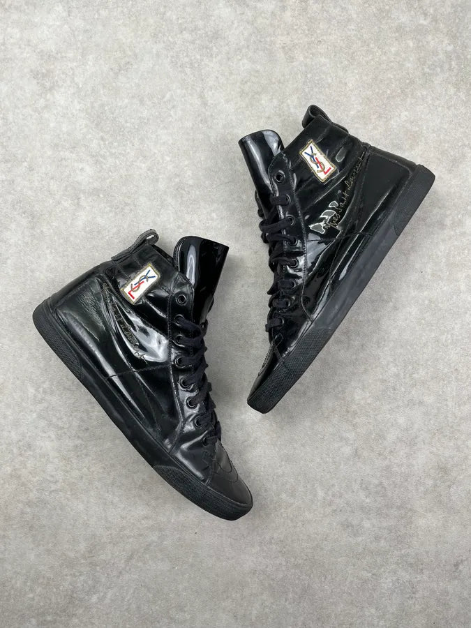 2000s Yves Saint Laurent Black Leather High Sneakers NCeTQbi 3
