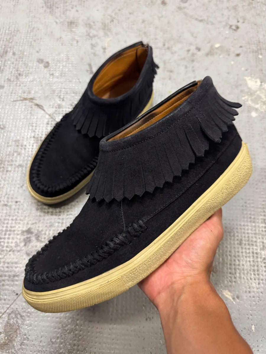 Yves Saint Laurent Black Suede Fringe Sneakers mFMIqQl 0