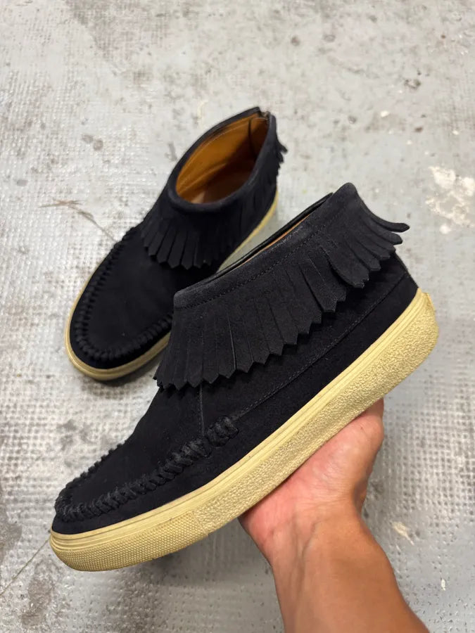 Yves Saint Laurent Black Suede Fringe Sneakers mFMIqQl 3