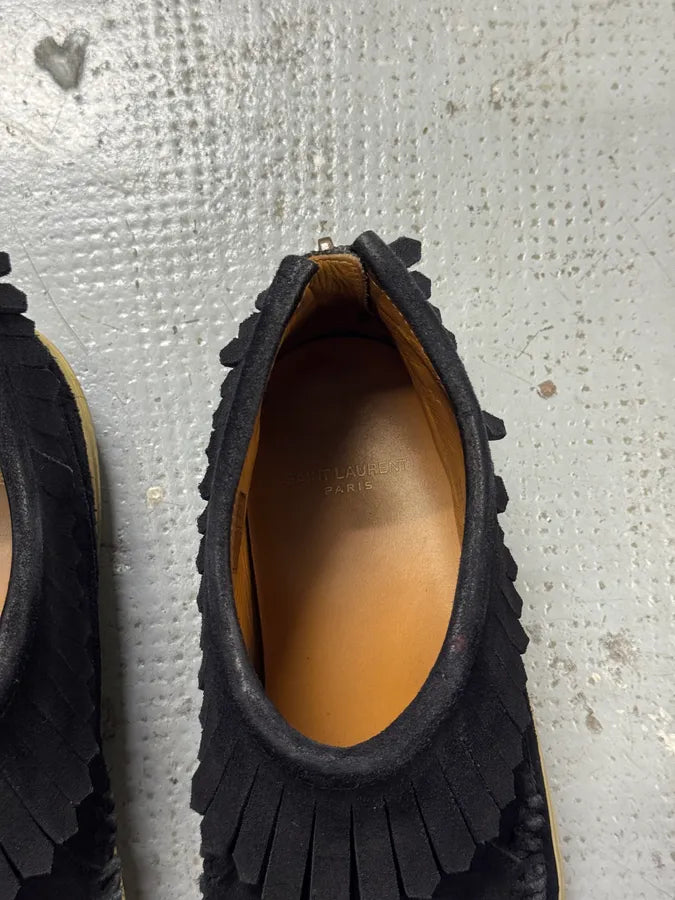 Yves Saint Laurent Black Suede Fringe Sneakers mFMIqQl 4
