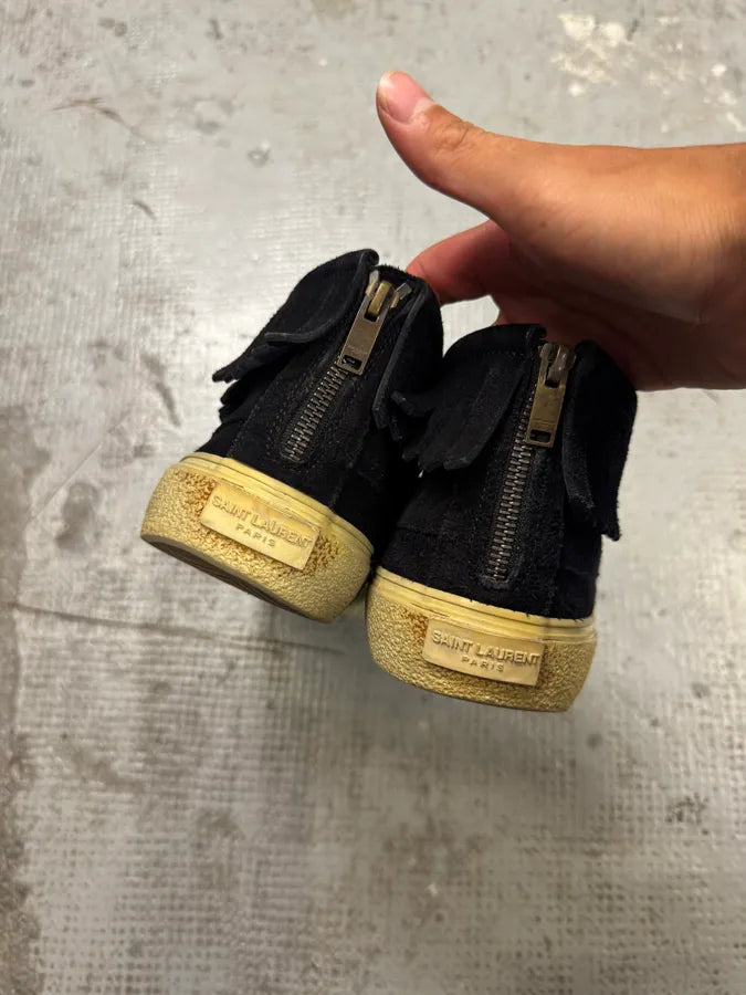 Yves Saint Laurent Black Suede Fringe Sneakers mFMIqQl 8