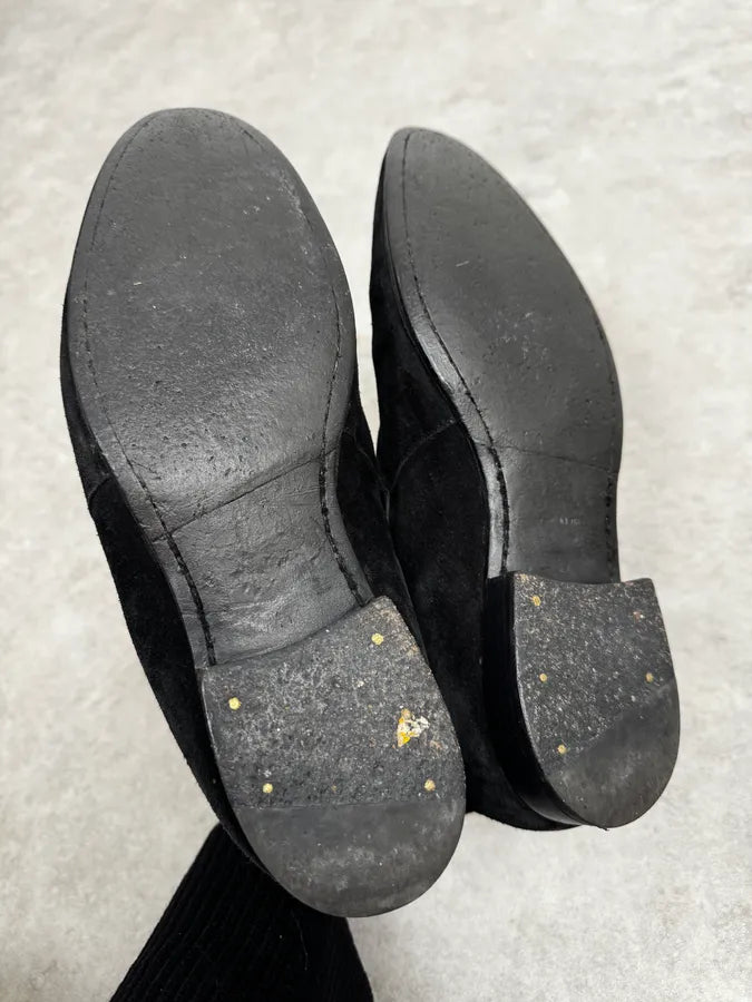 2000s Saint Laurent Black Suede Low Buckle Boots Quusyaf 4