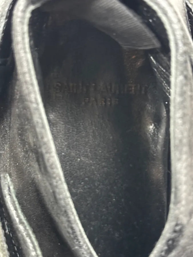 2000s Saint Laurent Black Suede Low Buckle Boots Quusyaf 6