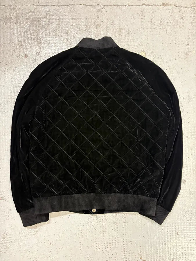 AW2018 Saint Laurent Black Velvet Quilted Bomber Jacket pMdLbuq 4
