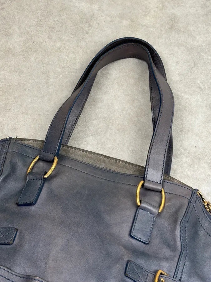 2000s Yves Saint Laurent Blue Leather Multi-Pocket Handle Bag gPIFELM 4