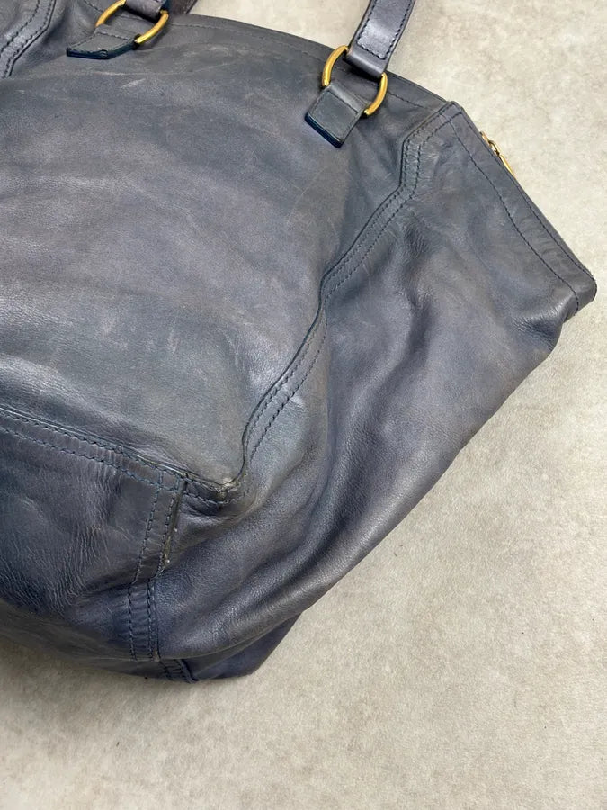2000s Yves Saint Laurent Blue Leather Multi-Pocket Handle Bag gPIFELM 13