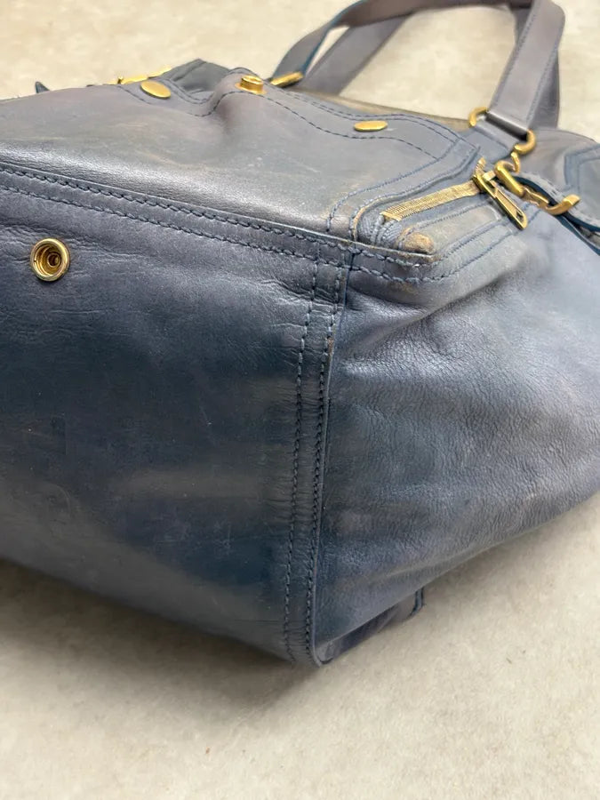 2000s Yves Saint Laurent Blue Leather Multi-Pocket Handle Bag gPIFELM 8