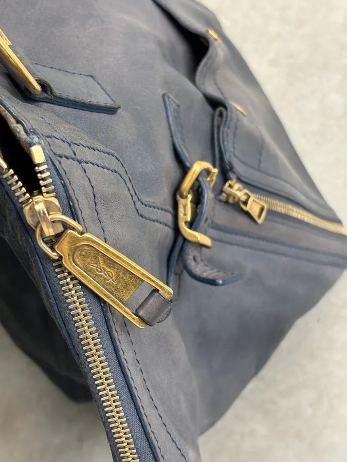 2000s Yves Saint Laurent Blue Leather Multi-Pocket Handle Bag gPIFELM 15
