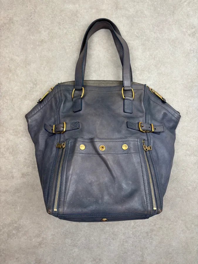 2000s Yves Saint Laurent Blue Leather Multi-Pocket Handle Bag gPIFELM 1
