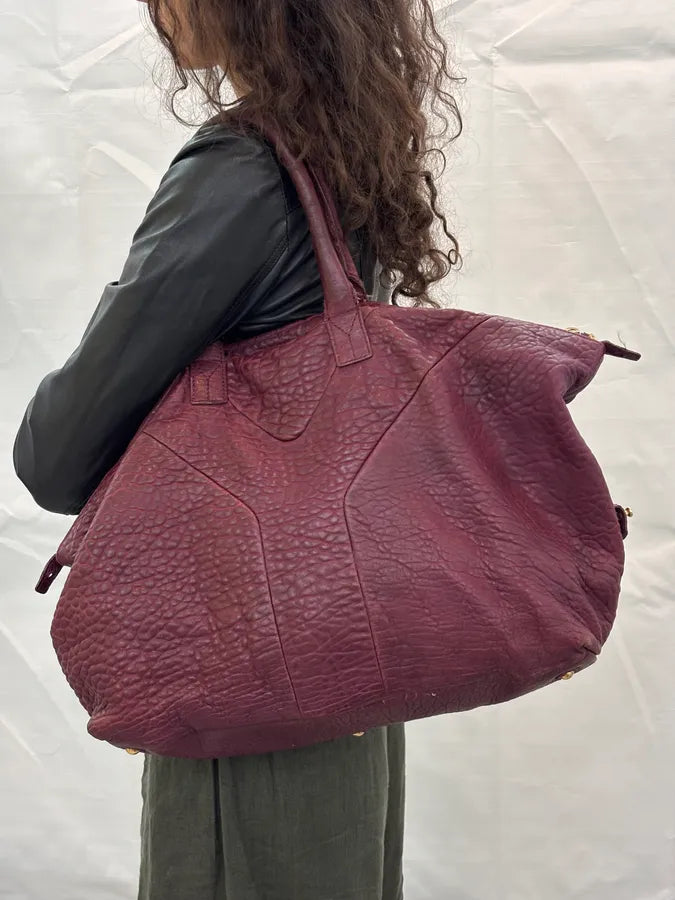 Yves Saint Laurent Bordeaux Leather Quilted Handle Bag hZrTZyA 3