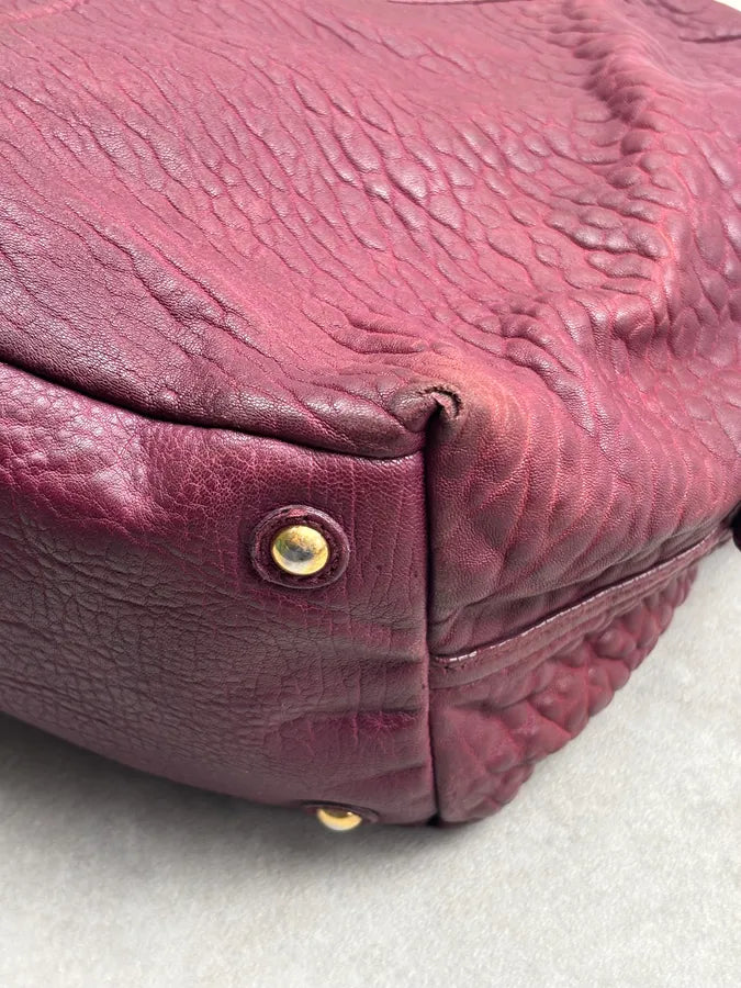Yves Saint Laurent Bordeaux Leather Quilted Handle Bag hZrTZyA 7