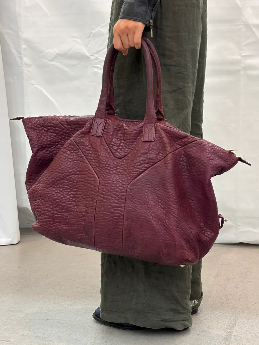 Yves Saint Laurent Bordeaux Leather Quilted Handle Bag hZrTZyA 2