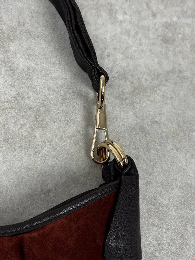 Yves Saint Laurent Brown & Red Suede Leather Saint Tropez Handle Bag NDssvDS 6