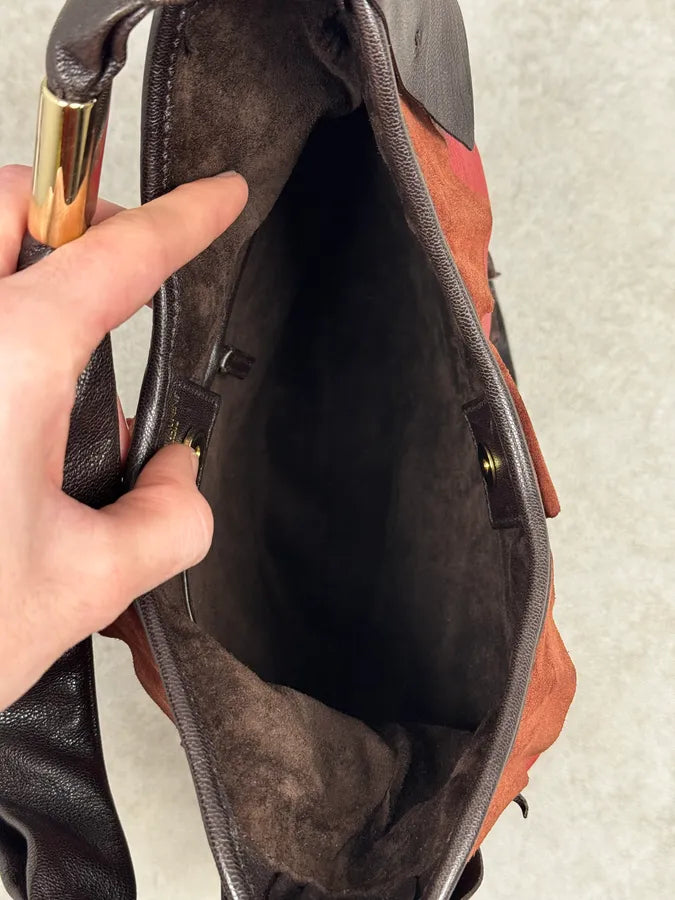 Yves Saint Laurent Brown & Red Suede Leather Saint Tropez Handle Bag NDssvDS 8