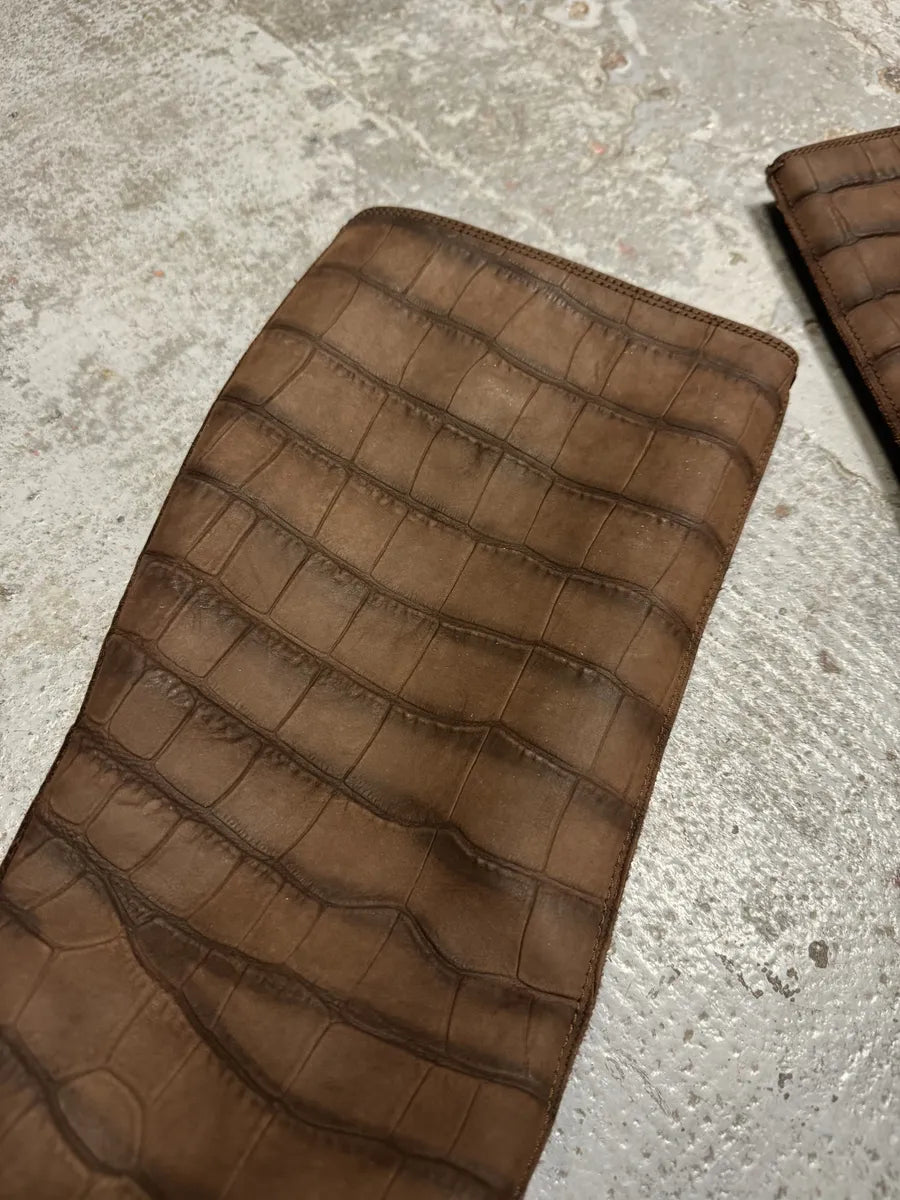 Yves Saint Laurent Brown Crocodile Effect Leather Ankle Boots jBsoibq 4