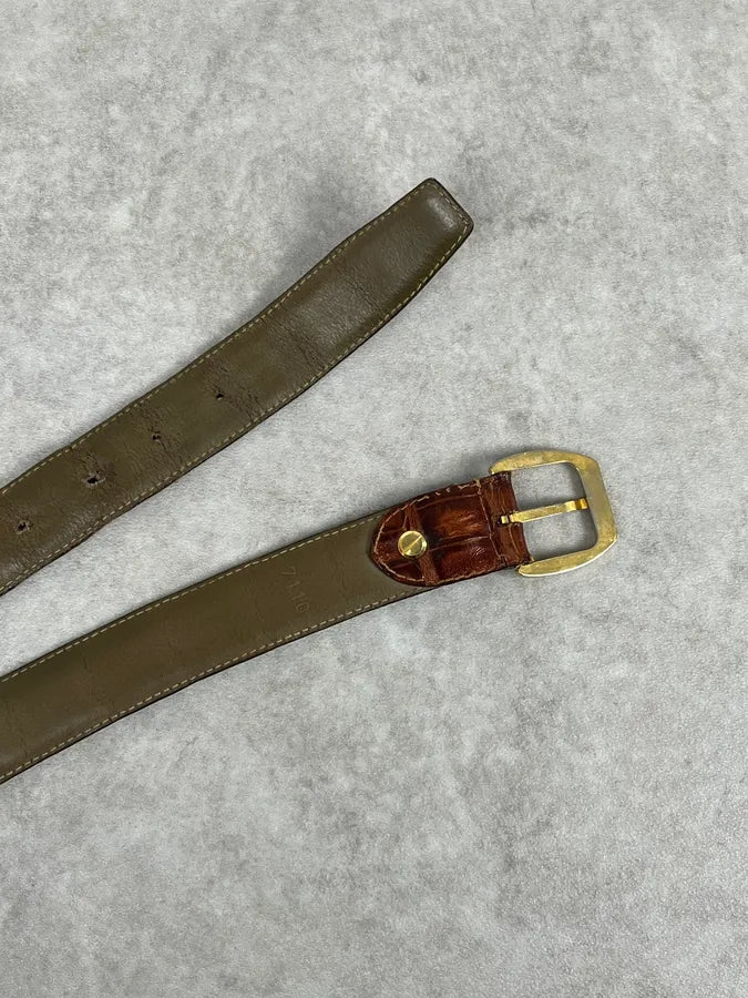 Yves Saint Laurent Brown Crocodile Leather Belt dSFctPv 4