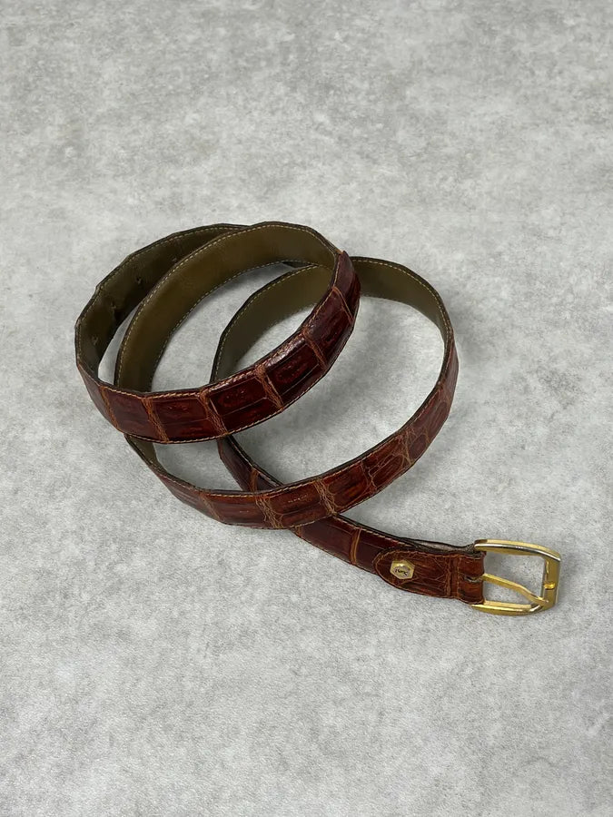 Yves Saint Laurent Brown Crocodile Leather Belt dSFctPv 2