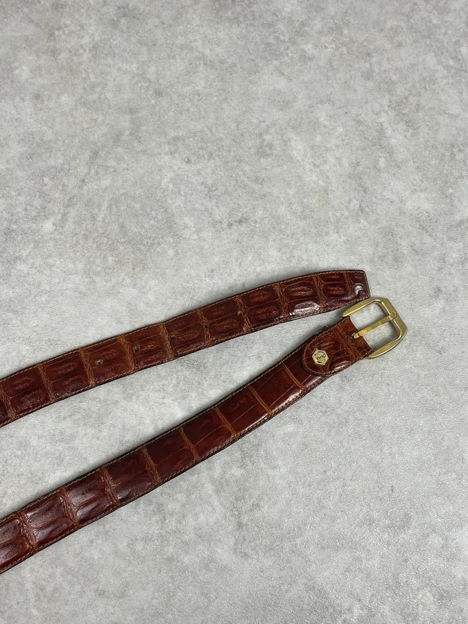 Yves Saint Laurent Brown Crocodile Leather Belt dSFctPv 3