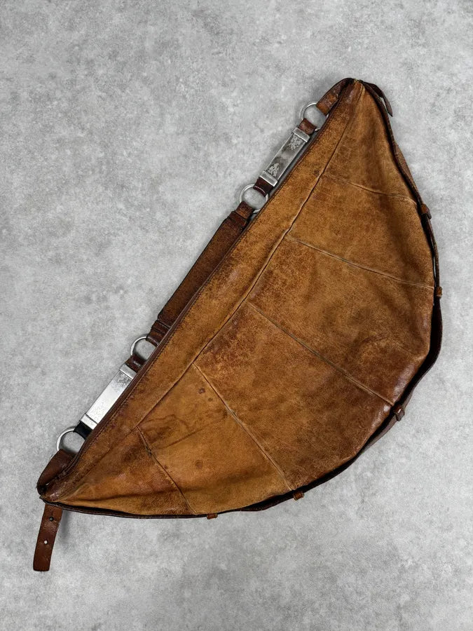 2000s Yves Saint Laurent Brown Eroded Leather Sling Bag by Tom Ford ZuEPYcF 1