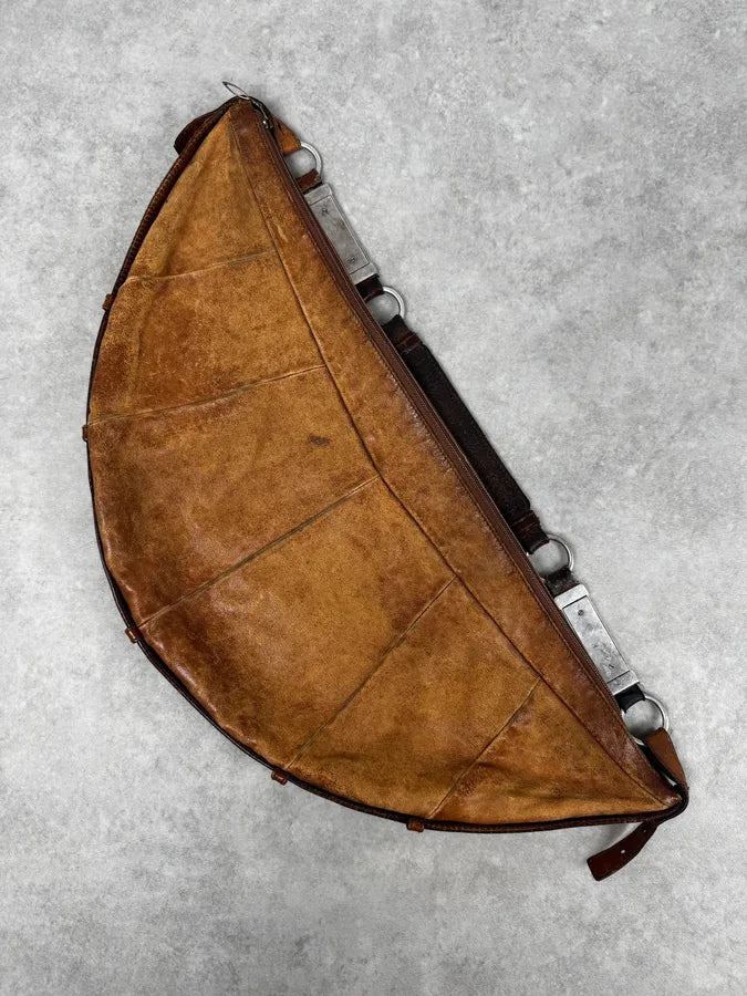 2000s Yves Saint Laurent Brown Eroded Leather Sling Bag by Tom Ford ZuEPYcF 0