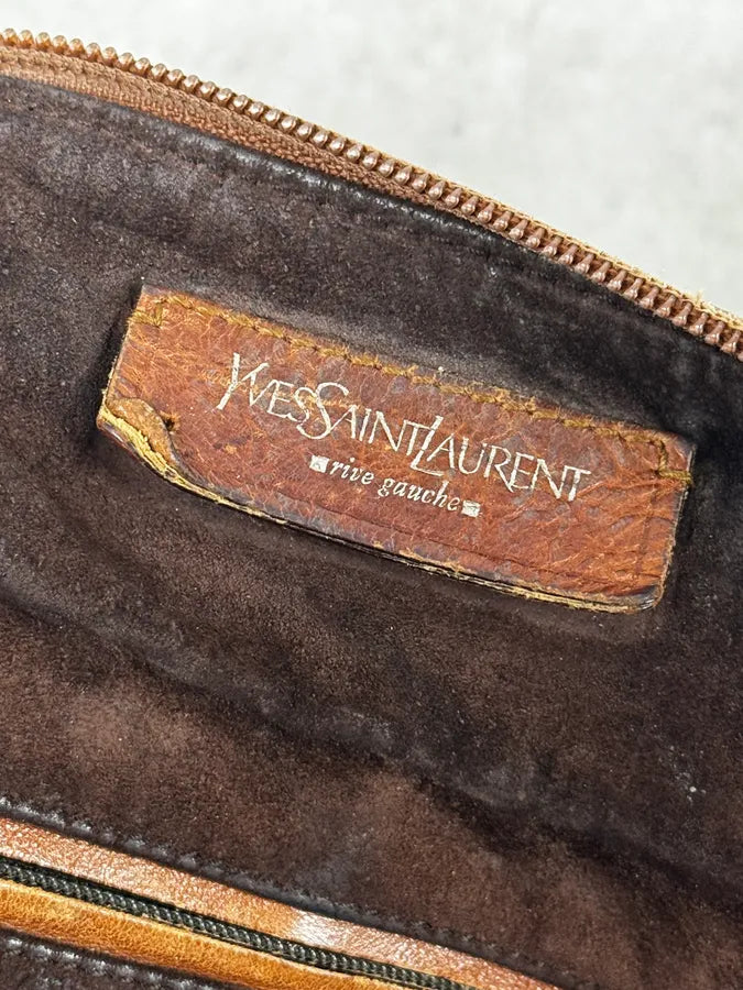 2000s Yves Saint Laurent Brown Eroded Leather Sling Bag by Tom Ford ZuEPYcF 9