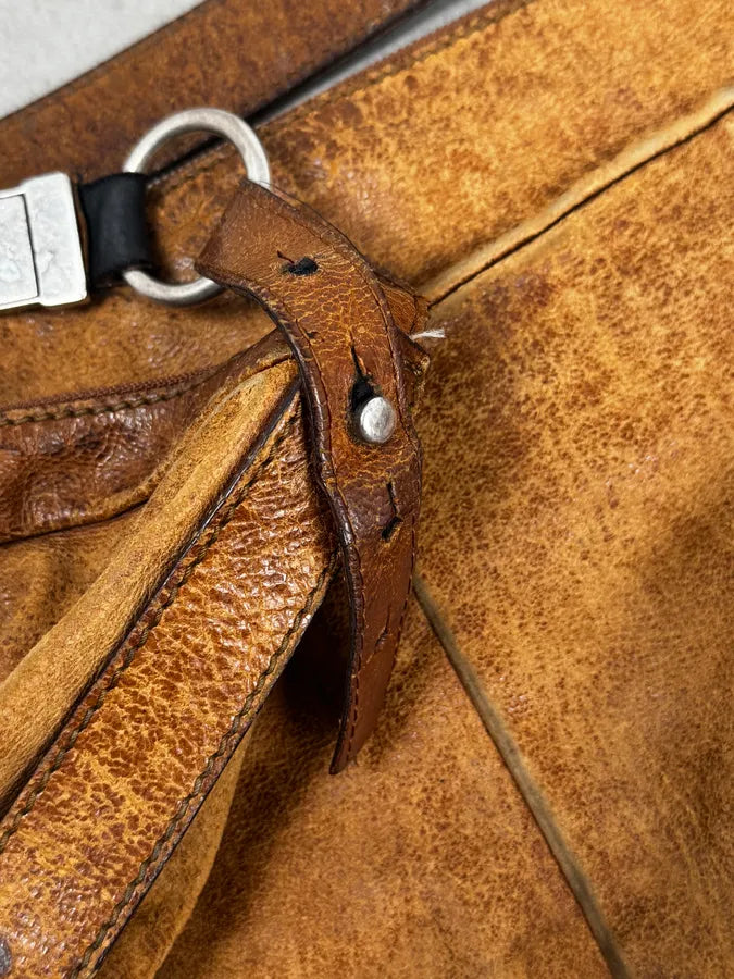 2000s Yves Saint Laurent Brown Eroded Leather Sling Bag by Tom Ford ZuEPYcF 6