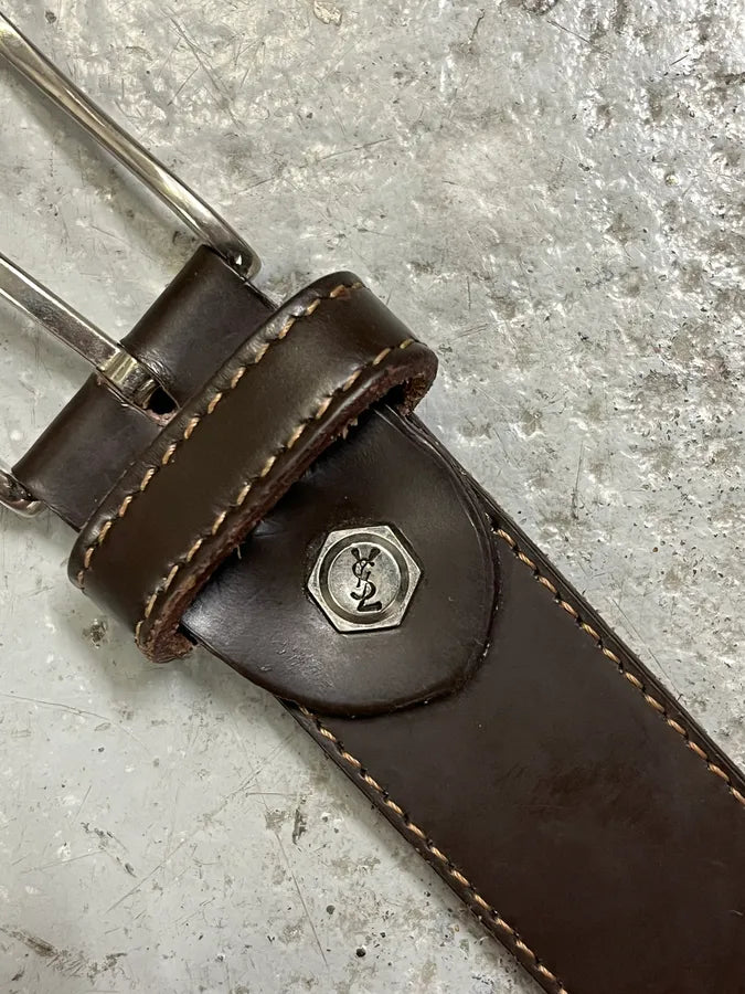Yves Saint Laurent Brown Leather Belt obiRhnN 7
