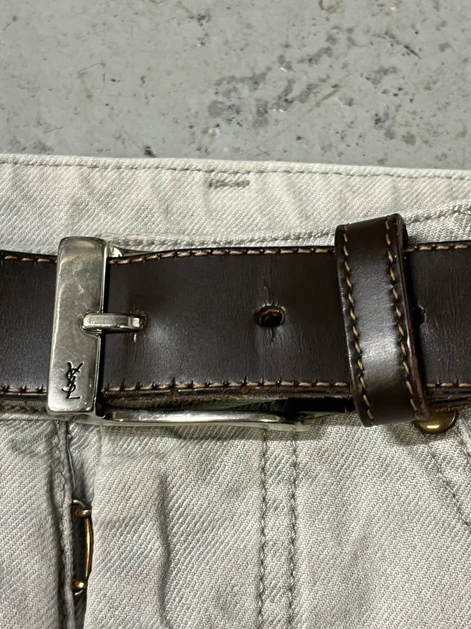Yves Saint Laurent Brown Leather Belt obiRhnN 4