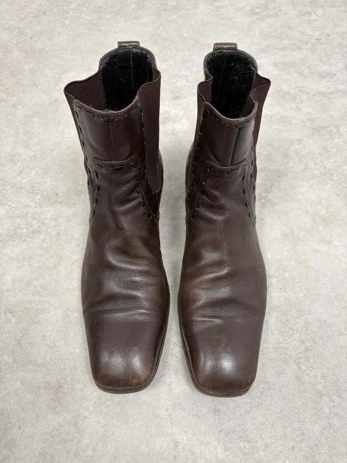 2000s Yves Saint Laurent Brown Leather Boots omsYxHr 1