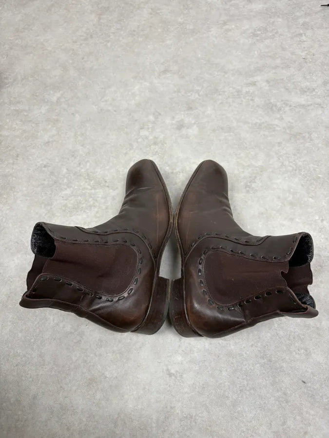 2000s Yves Saint Laurent Brown Leather Boots omsYxHr 4