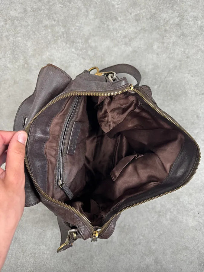 Yves Saint Laurent Brown Leather Bowling Handle Bag uTmQHJU 11