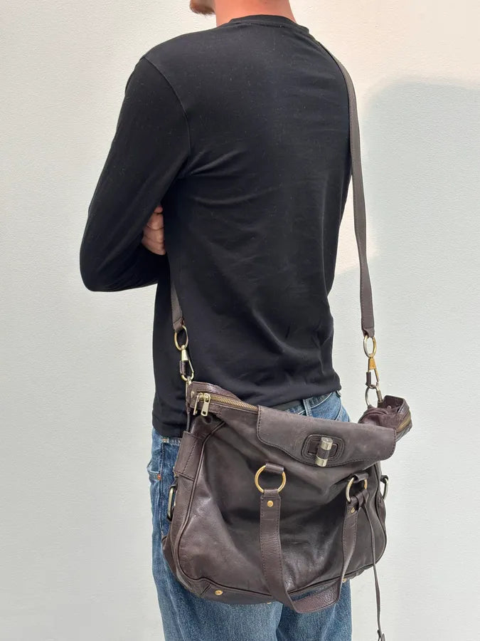 Yves Saint Laurent Brown Leather Bowling Handle Bag uTmQHJU 3