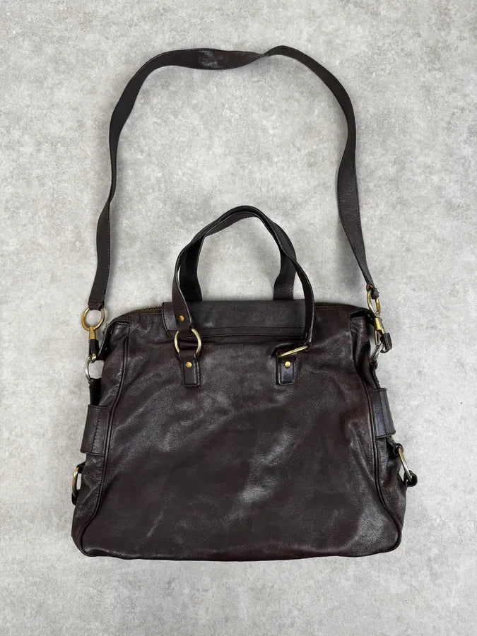 Yves Saint Laurent Brown Leather Bowling Handle Bag uTmQHJU 1